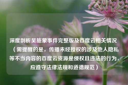 深度剖析吴施蒙事件完整版及百度云相关情况 （需提醒的是，传播未经授权的涉及他人隐私等不当内容的百度云资源是侵权且违法的行为，应遵守法律法规和道德规范）
