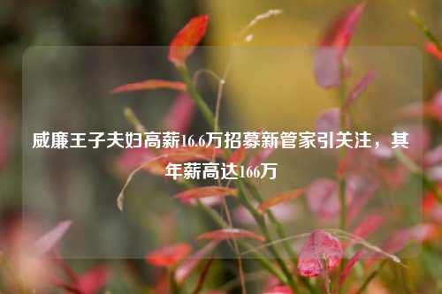 威廉王子夫妇高薪16.6万招募新管家引关注，其年薪高达166万