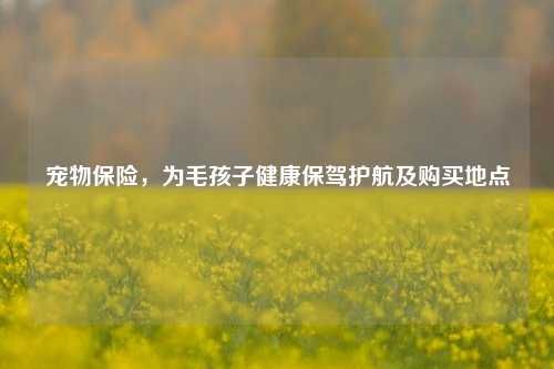 宠物保险，为毛孩子健康保驾护航及购买地点