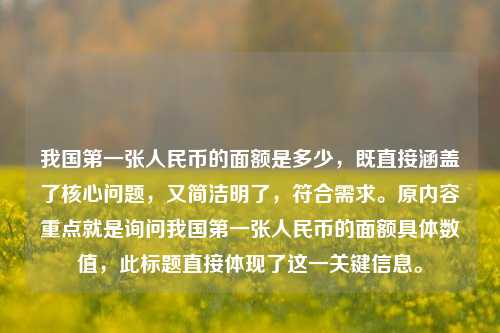 我国第一张人民币的面额是多少，既直接涵盖了核心问题，又简洁明了，符合需求。原内容重点就是询问我国第一张人民币的面额具体数值，此标题直接体现了这一关键信息。