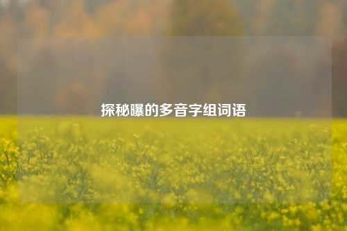 探秘曝的多音字组词语