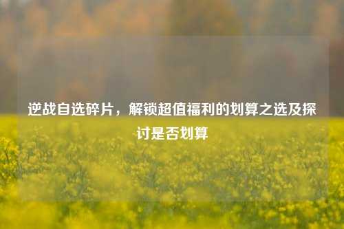 逆战自选碎片，解锁超值福利的划算之选及探讨是否划算
