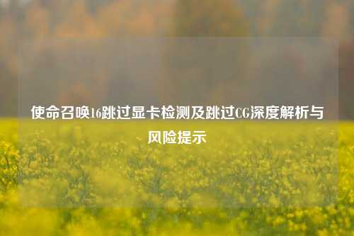 使命召唤16跳过显卡检测及跳过CG深度解析与风险提示