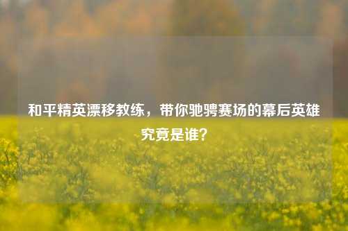 和平精英漂移教练，带你驰骋赛场的幕后英雄究竟是谁？
