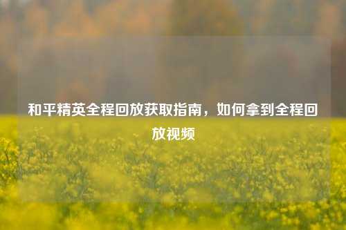 和平精英全程回放获取指南,如何拿到全程回放视频