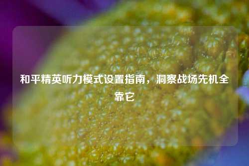 和平精英听力模式设置指南，洞察战场先机全靠它