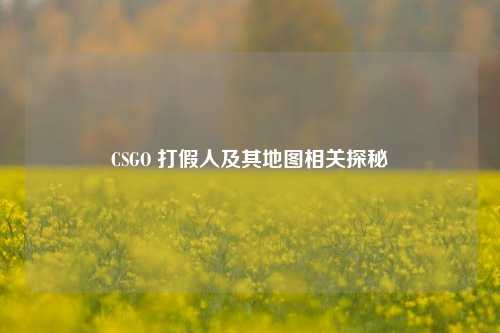 CSGO 打假人及其地图相关探秘