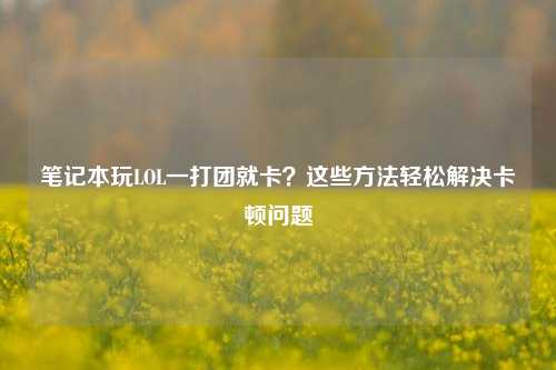 笔记本玩LOL一打团就卡?这些方法轻松解决卡顿问题