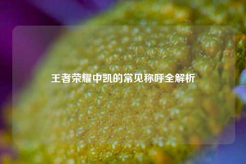 王者荣耀中凯的常见称呼全解析