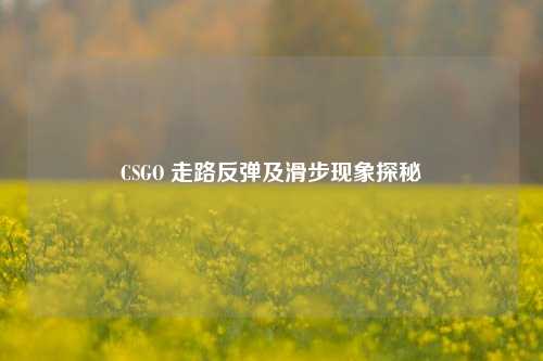 CSGO 走路反弹及滑步现象探秘