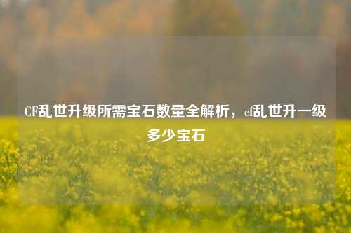 CF乱世升级所需宝石数量全解析，cf乱世升一级多少宝石