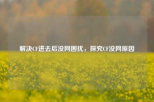 解决CF进去后没网困扰，探究CF没网原因
