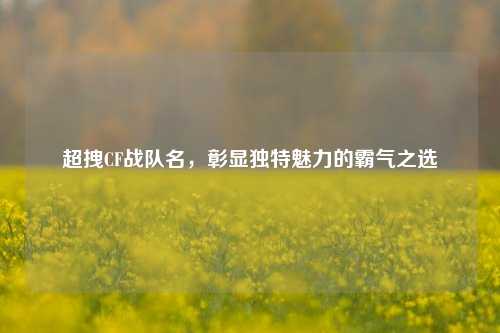 超拽CF战队名,彰显独特魅力的霸气之选