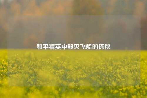 和平精英中毁灭飞船的探秘