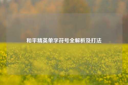和平精英单字符号全解析及打法