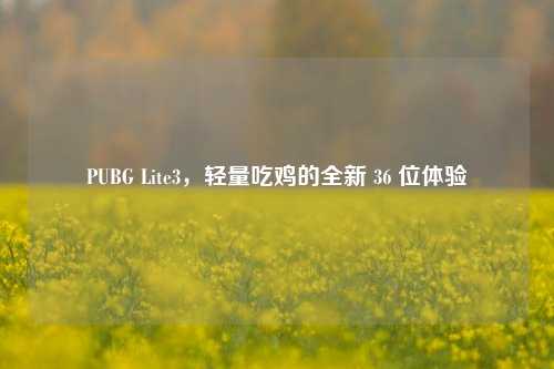 PUBG Lite3,轻量吃鸡的全新 36 位体验