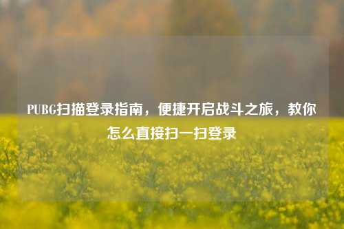PUBG扫描登录指南，便捷开启战斗之旅，教你怎么直接扫一扫登录