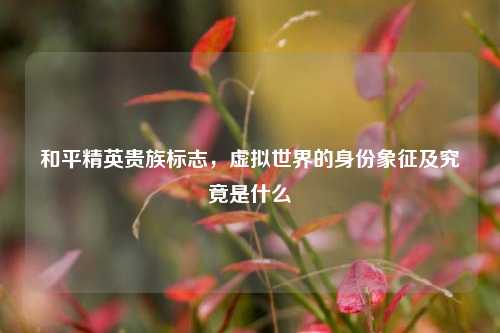 和平精英贵族标志,虚拟世界的身份象征及究竟是什么