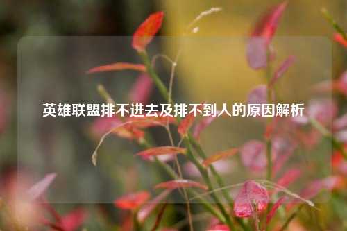 英雄联盟排不进去及排不到人的原因解析