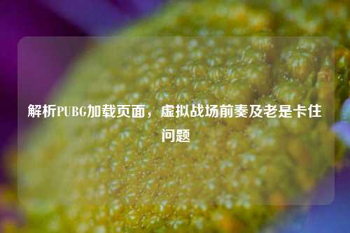解析PUBG加载页面,虚拟战场前奏及老是卡住问题