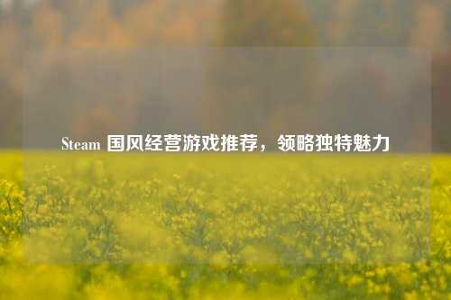 Steam 国风经营游戏推荐,领略独特魅力