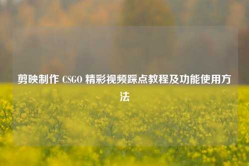 剪映制作 CSGO 精彩视频踩点教程及功能使用方法