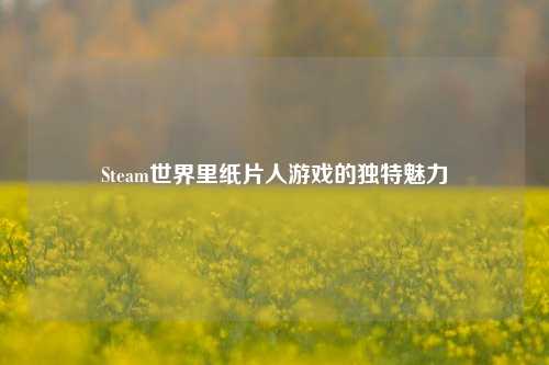 Steam世界里纸片人游戏的独特魅力