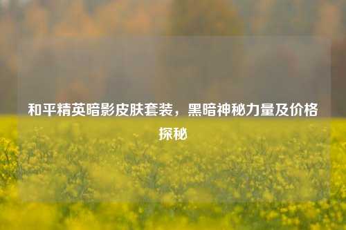 和平精英暗影皮肤套装，黑暗神秘力量及价格探秘