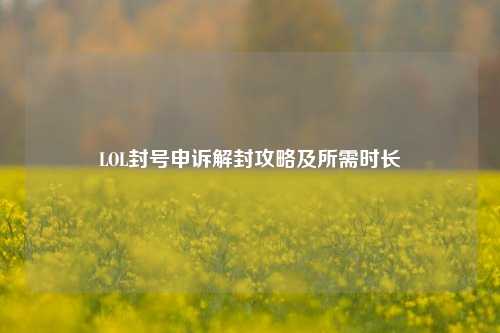 LOL封号申诉解封攻略及所需时长