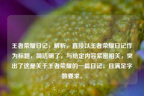 王者荣耀日记,解析,直接以王者荣耀日记作为标题,简洁明了,与给定内容紧密相关,突出了这是关于王者荣耀的一篇日记,且满足字数要求。
