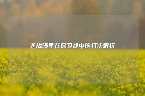 逆战陨星在保卫战中的打法解析