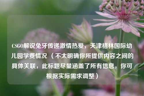 CSGO解说兔牙传递激情热爱，天津格林国际幼儿园学费情况 （不太明确你所提供内容之间的具体关联，此标题尽量涵盖了所有信息，你可根据实际需求调整）
