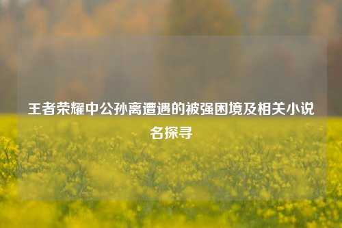 王者荣耀中公孙离遭遇的被强困境及相关小说名探寻