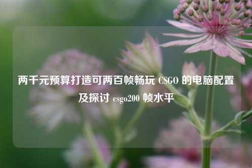 两千元预算打造可两百帧畅玩 CSGO 的电脑配置及探讨 csgo200 帧水平