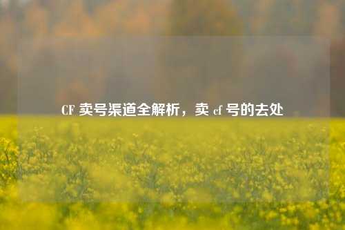 CF 卖号渠道全解析,卖 cf 号的去处