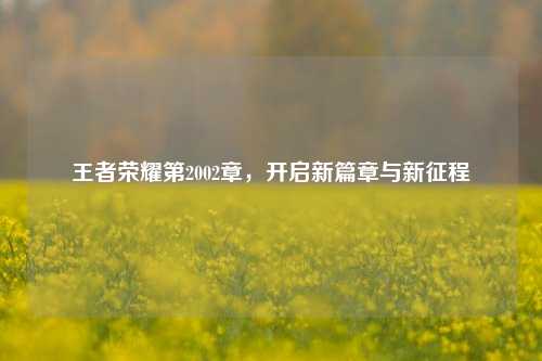 王者荣耀第2002章,开启新篇章与新征程