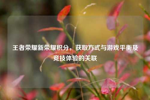 王者荣耀新荣耀积分，获取方式与游戏平衡及竞技体验的关联