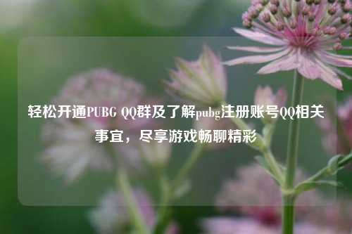 轻松开通PUBG QQ群及了解pubg注册账号QQ相关事宜，尽享游戏畅聊精彩