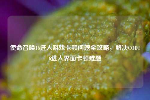 使命召唤16进入游戏卡顿问题全攻略，解决COD16进入界面卡顿难题