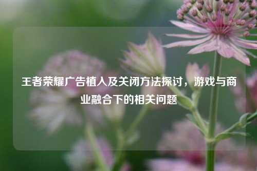 王者荣耀广告植入及关闭方法探讨，游戏与商业融合下的相关问题