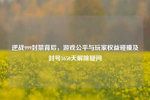 逆战999封禁背后，游戏公平与玩家权益碰撞及封号3650天解除疑问