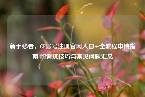 新手必看，CF账号注册官网入口+全流程申请指南 附避坑技巧与常见问题汇总