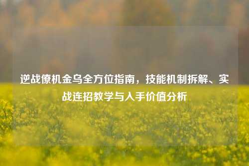 逆战僚机金乌全方位指南，技能机制拆解、实战连招教学与入手价值分析