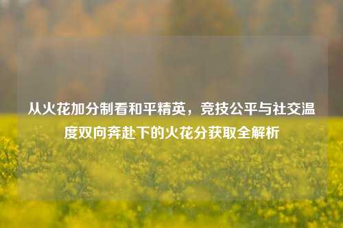 从火花加分制看和平精英，竞技公平与社交温度双向奔赴下的火花分获取全解析