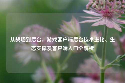 从战场到后台，游戏客户端后台技术进化、生态支撑及客户端入口全解析