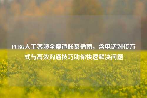 PUBG人工客服全渠道联系指南,含电话对接方式与高效沟通技巧助你快速解决问题