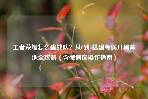 王者荣耀怎么建战队？从0到1搭建专属开黑阵地全攻略（含微信区操作指南）