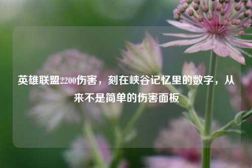英雄联盟2200伤害，刻在峡谷记忆里的数字，从来不是简单的伤害面板