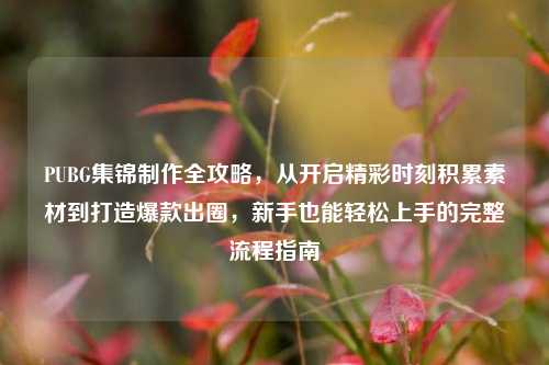 PUBG集锦制作全攻略，从开启精彩时刻积累素材到打造爆款出圈，新手也能轻松上手的完整流程指南